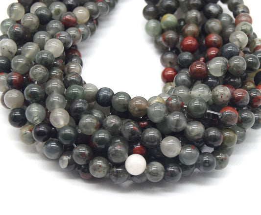 Blood Agate Beads - Smooth Round Natural Agate Gemstone Beads - 8mm 10mm 12mm Available