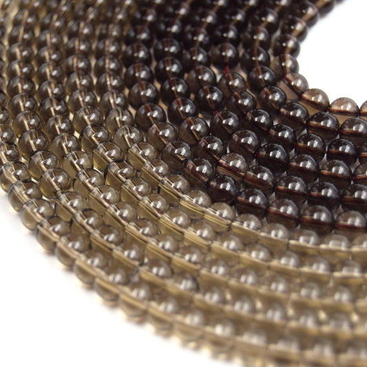 Smoky Quartz Beads | Round Smooth Natural Smoky Quartz Gemstone Beads | 4mm 6mm 8mm 10mm