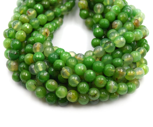 Dyed Agate Beads | Dyed Mixed Green Faceted Round Gemstone Beads | 6mm 8mm 10mm Available