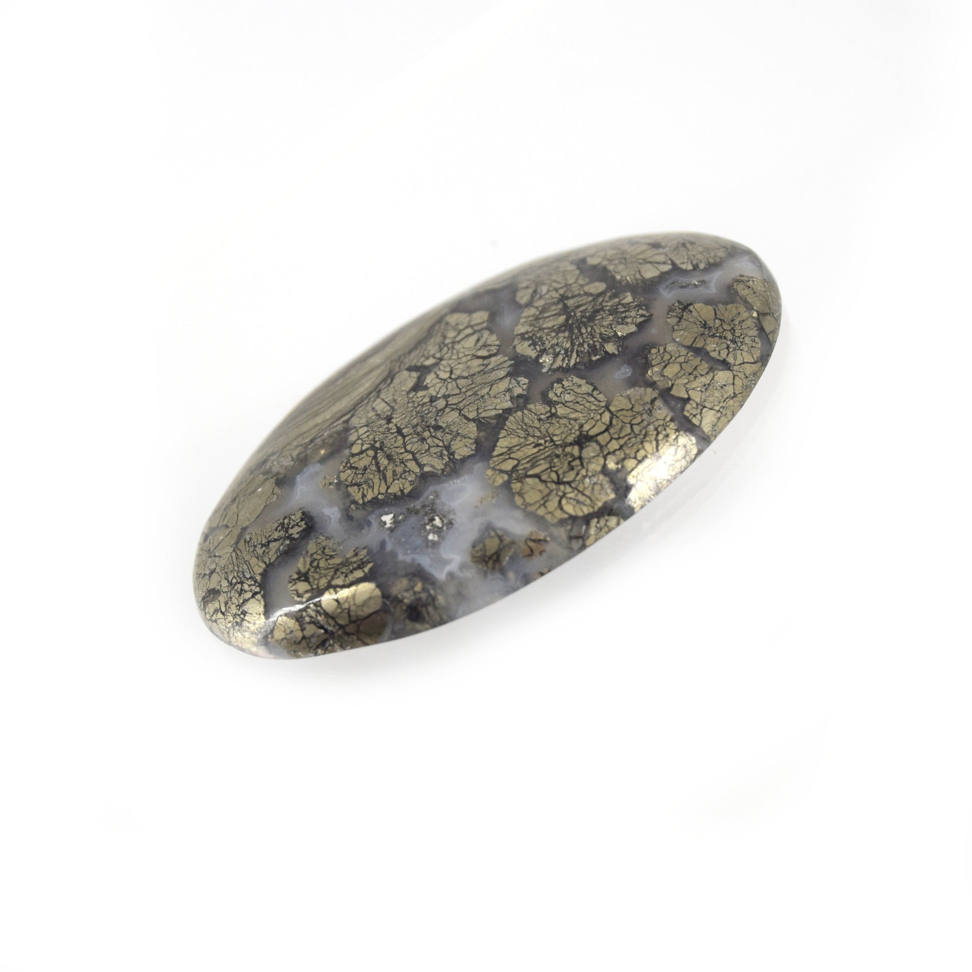 Marcasite Cabochon | Oval Flat Back Cabochon | 29.5mm x 45mm - 5mm Dome Height | OOAK Natural Gemstone Cabochon