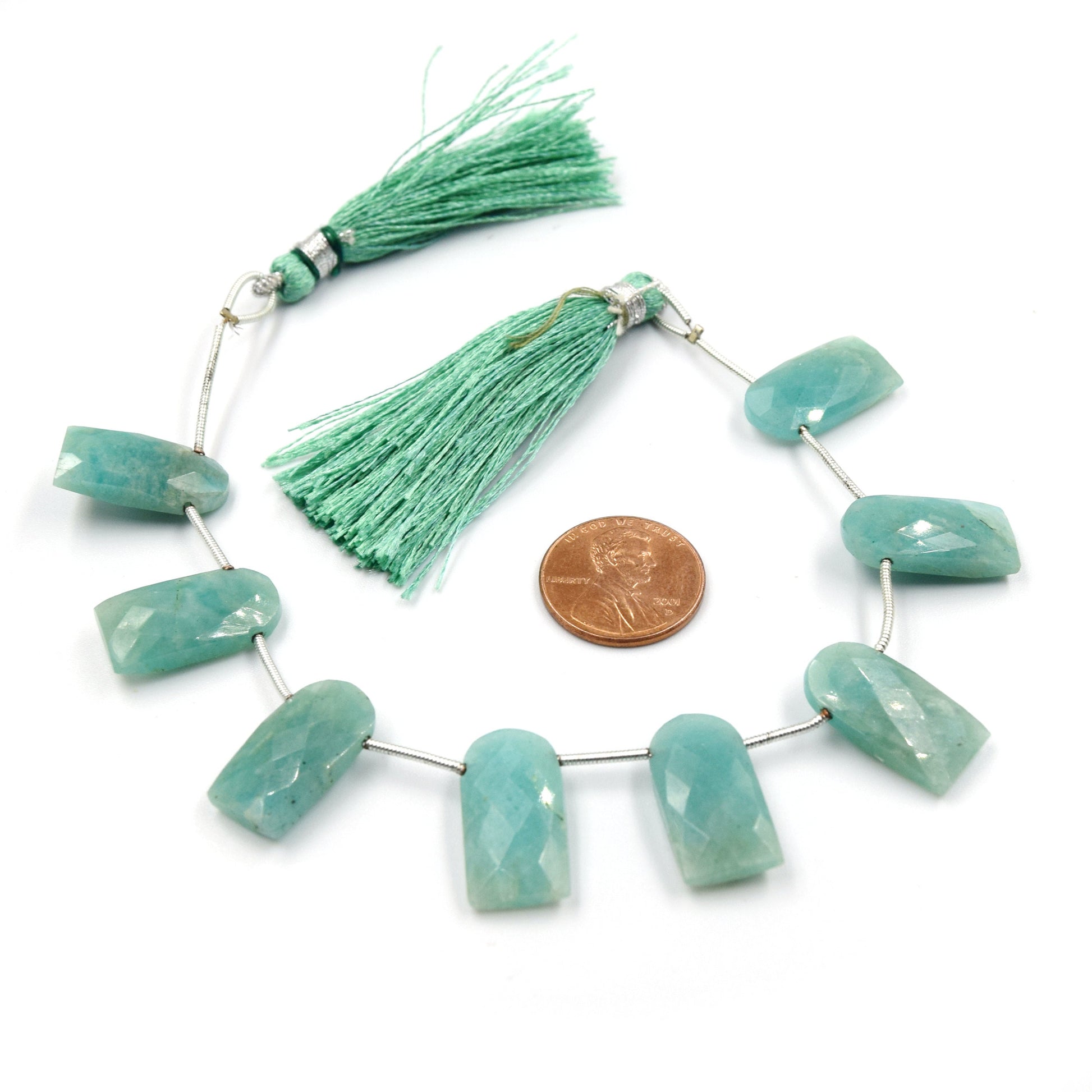 Amazonite Beads | Hand Cut Indian Gemstone | Two Sizes U Shaped Beads 