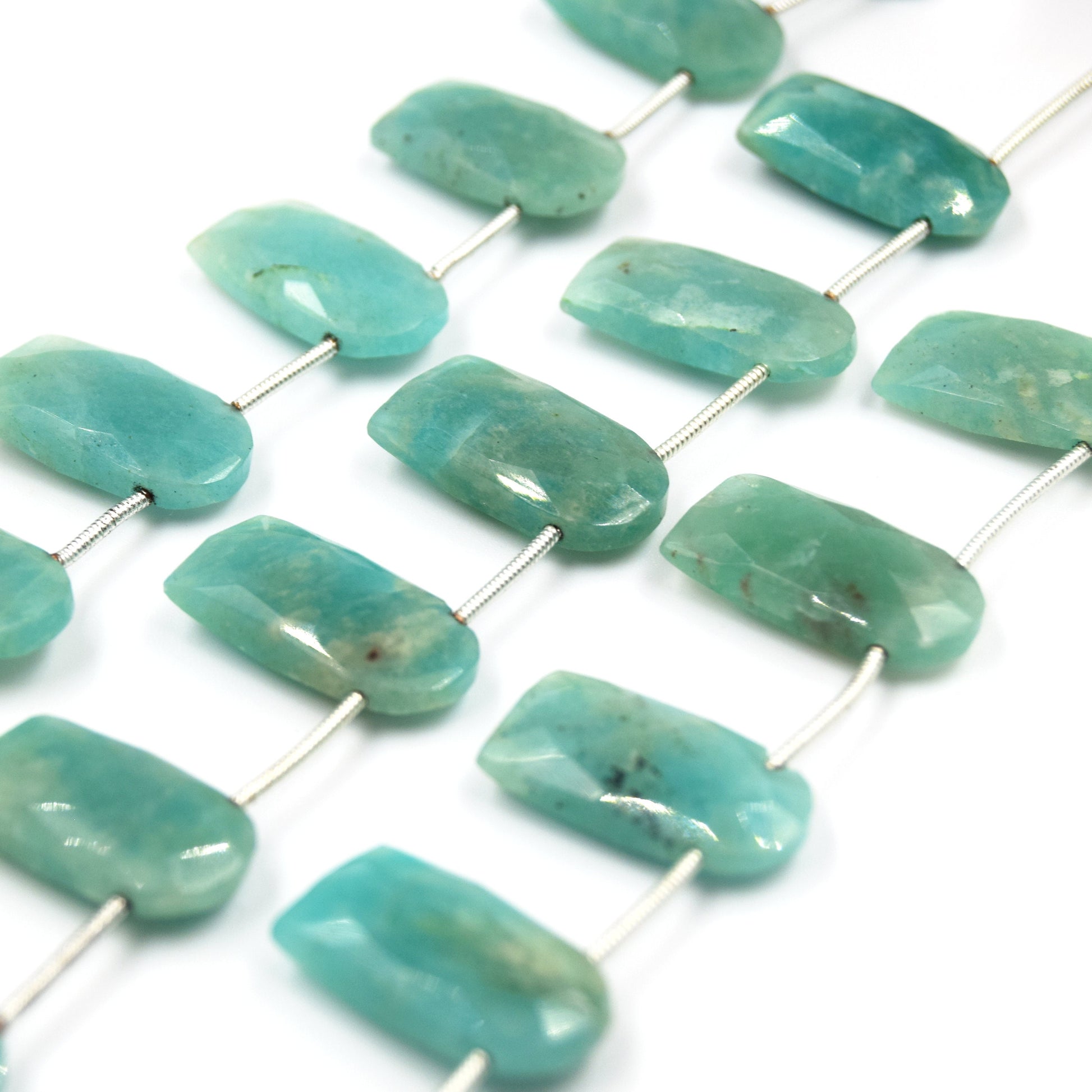 Amazonite Beads | Hand Cut Indian Gemstone | Two Sizes U Shaped Beads 