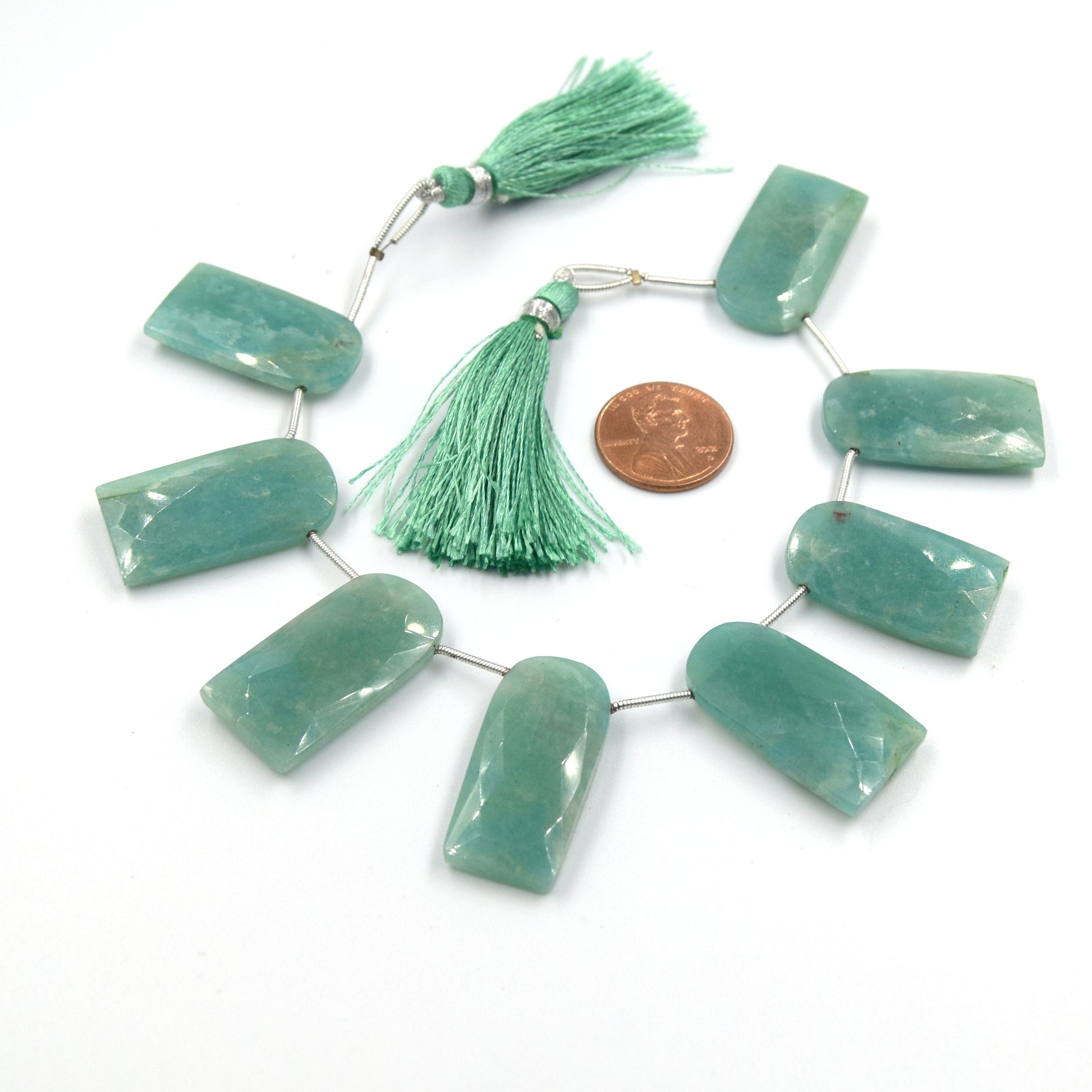 Amazonite Beads | Hand Cut Indian Gemstone | Two Sizes U Shaped Beads 