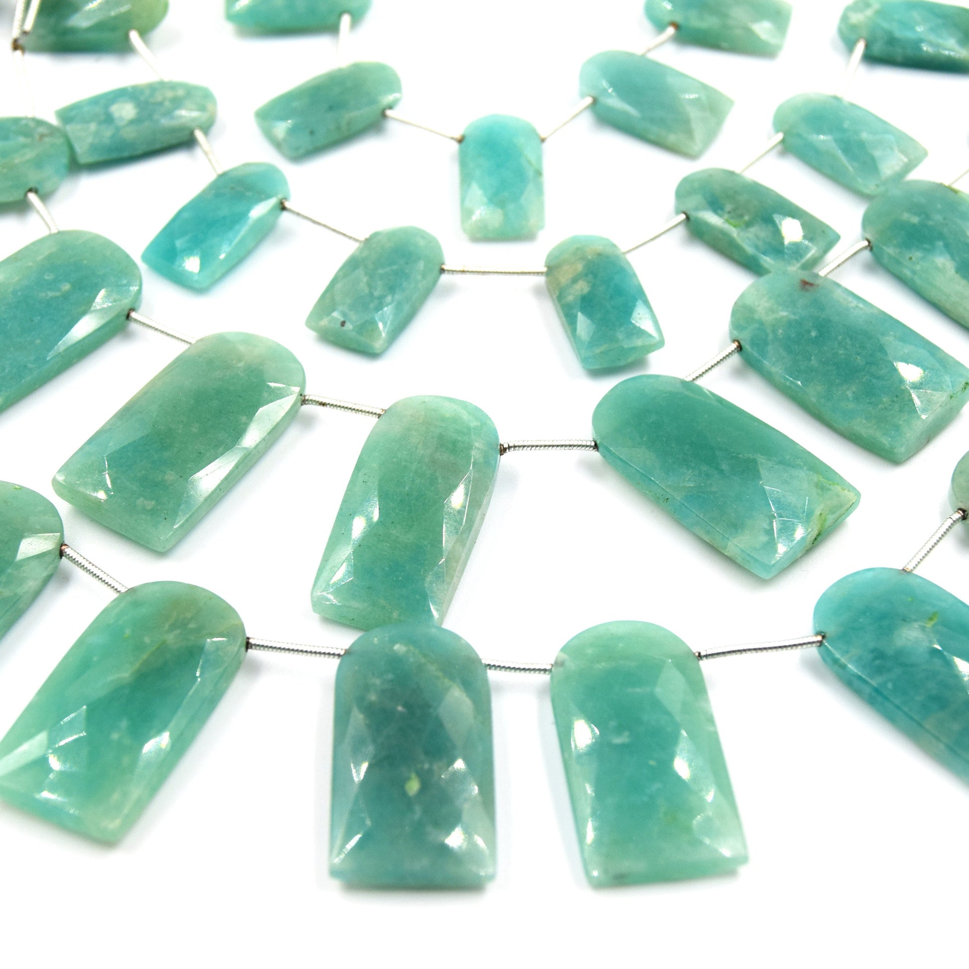 Amazonite Beads | Hand Cut Indian Gemstone | Two Sizes U Shaped Beads 