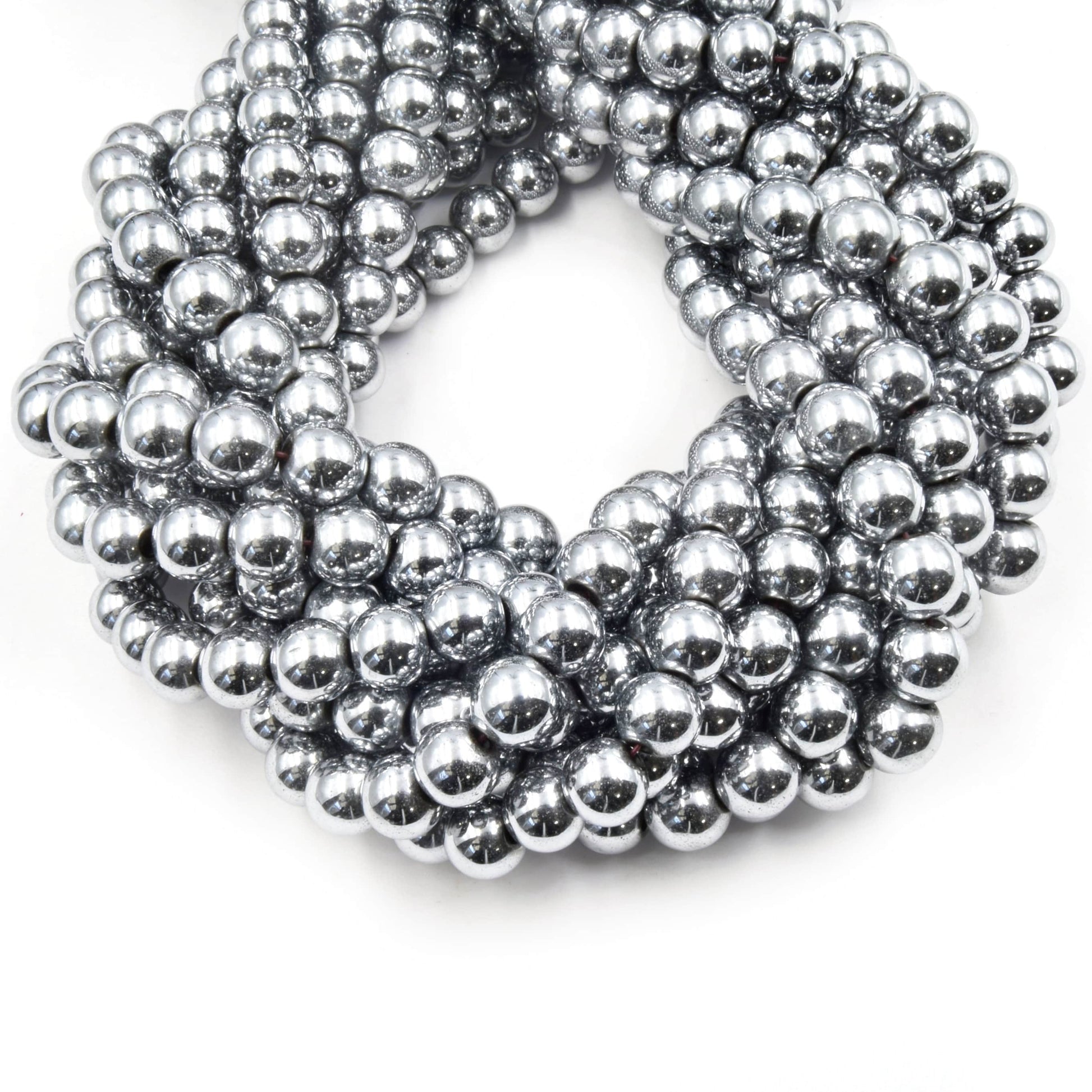 Silver Hematite Beads | Round Natural Gemstone Beads - 4mm 5mm 6mm 8mm 10mm 12mm