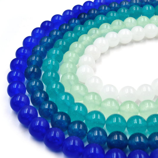 Jade Beads | Dyed Smooth Round,Gemstone Beads  | Blue Teal Turquoise Green White Beads - 4mm 6mm 8mm 10mm 12mm Available