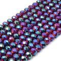 Chinese Crystal Beads | 10mm Faceted Metallic AB Rondelle Shaped Crystal Beads | Blue Purple White Gray Available