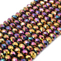 Chinese Crystal Beads | 10mm Faceted Metallic AB Rondelle Shaped Crystal Beads | Blue Purple White Gray Available