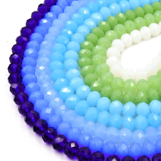 Chinese Crystal Beads | 10mm Faceted Rondelle Shaped Crystal Beads | Blue, Green, White Available