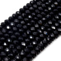 Chinese Crystal Beads | 10mm Faceted Opaque Rondelle Shaped Crystal Beads | Black Blue, Green