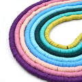 African Vinyl Beads | 6mm Purple Pink Blue Green Yellow Vinyl Clay Heishi Disc Beads (Approx. 350 Beads)