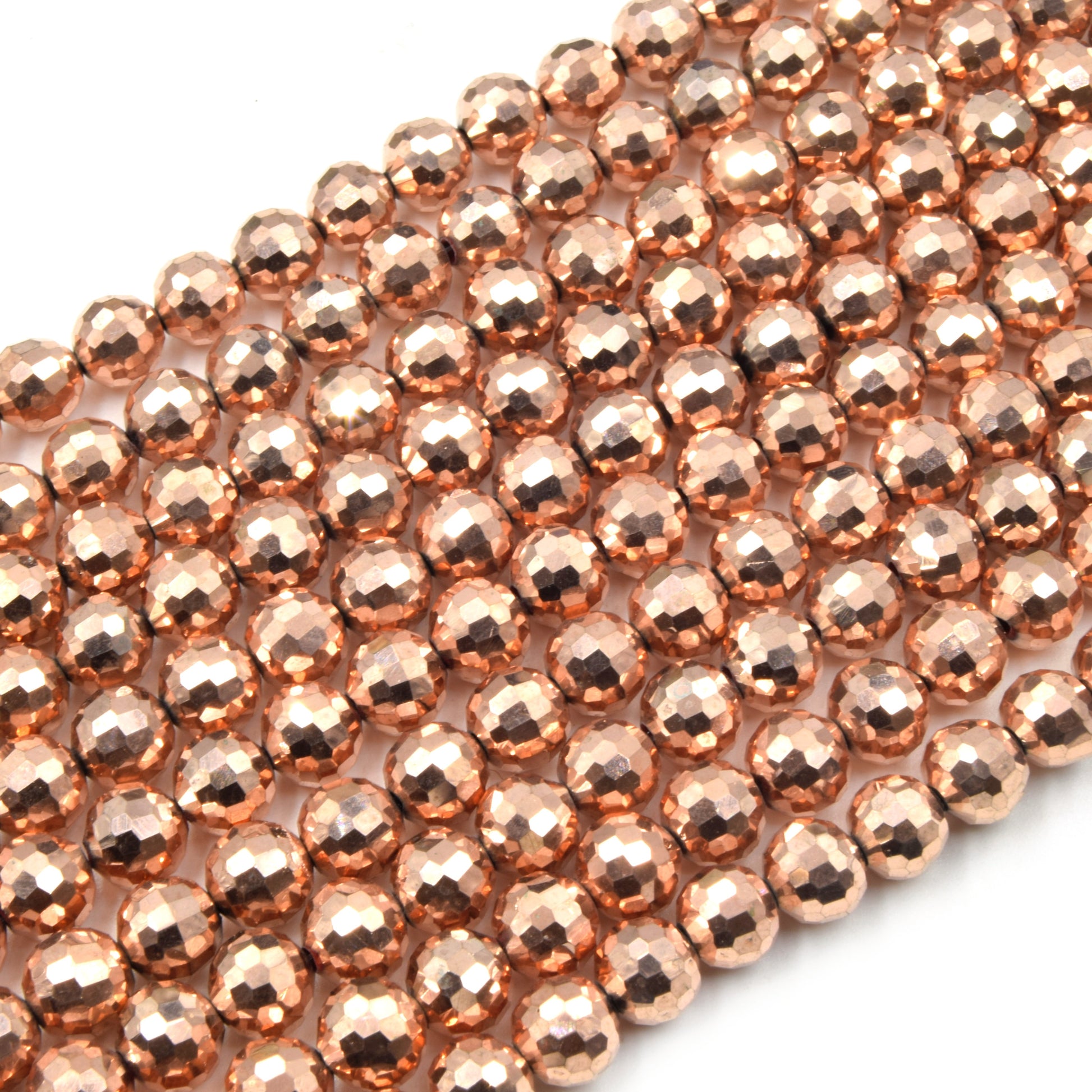 Chinese Crystal Beads | Opaque Rose Gold Crystal Round Ball Shaped Glass Beads - 6mm 8mm 10mm available