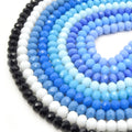 Chinese Crystal Beads | 8mm Faceted Opaque Rondelle Shaped Crystal Beads | Black White Blue Light Blue Teal