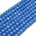 Chinese Crystal Beads | 8mm Faceted Opaque Rondelle Shaped Crystal Beads | Black White Blue Light Blue Teal