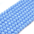 Chinese Crystal Beads | 8mm Faceted Opaque Rondelle Shaped Crystal Beads | Black White Blue Light Blue Teal