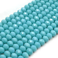 Chinese Crystal Beads | 8mm Faceted Opaque Rondelle Shaped Crystal Beads | Teals, Greens