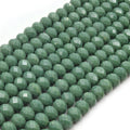 Chinese Crystal Beads | 8mm Faceted Opaque Rondelle Shaped Crystal Beads | Teals, Greens