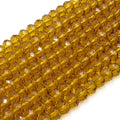 Chinese Crystal Beads | 8mm Faceted Transparent Rondelle Shaped Crystal Beads | Clear, Champagne, Tan, Yellow