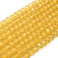 Chinese Crystal Beads | 8mm Faceted Transparent Rondelle Shaped Crystal Beads | Clear, Champagne, Tan, Yellow