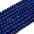 Chinese Crystal Beads | 8mm Faceted Matte Rondelle Shaped Crystal Beads | Blue Gray Orange Silver