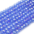 Chinese Crystal Beads | 8mm Faceted AB Coated Rondelle Shaped Crystal Beads | Blue