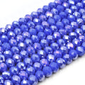 Chinese Crystal Beads | 8mm Faceted AB Coated Rondelle Shaped Crystal Beads | Blue