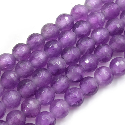 Large Hole Amethyst Beads | Natural Amethyst Faceted Round Shaped Beads with 2.5mm Holes - 7.75" Strand