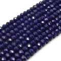 Chinese Crystal Beads | 6mm Faceted Opaque Rondelle Shaped Crystal Beads | Navy Blue Aqua