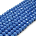 Chinese Crystal Beads | 6mm Faceted Opaque Rondelle Shaped Crystal Beads | Navy Blue Aqua