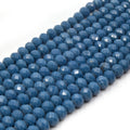 Chinese Crystal Beads | 6mm Faceted Opaque Rondelle Shaped Crystal Beads | Navy Blue Aqua