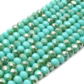 Chinese Crystal Beads | 6mm Faceted Bi-Color Metallic Rondelle Shaped Crystal Beads | Blue Green White Aqua