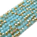 Chinese Crystal Beads | 6mm Faceted Bi-Color Metallic Rondelle Shaped Crystal Beads | Blue Green White Aqua