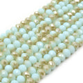 Chinese Crystal Beads | 6mm Faceted Bi-Color Metallic Rondelle Shaped Crystal Beads | Blue Green White Aqua