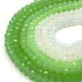 Chinese Crystal Beads | 6mm Faceted Semi-Opaque Rondelle Shaped Crystal Beads | Green White