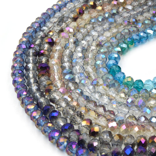 Chinese Crystal Beads Rondelle Shaped | Blue Purple 6mm Faceted Translucent AB Coated beads