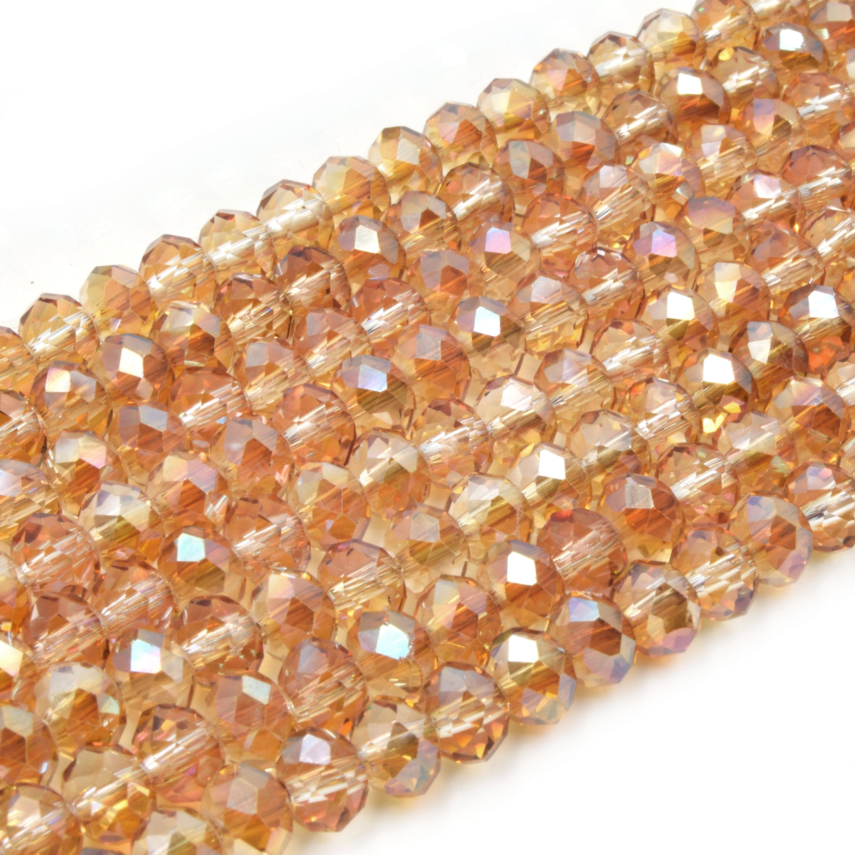 Chinese Crystal Beads  6mm Faceted Transparent AB Coated Rondelle Sha –  Only Beads
