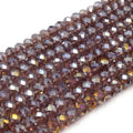 Chinese Crystal Beads | 6mm Faceted Transparent AB Coated Rondelle Shaped Crystal Beads | Purple Blue Pink