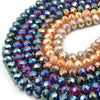 Chinese Crystal Beads | 10mm Faceted Metallic AB Rondelle Shaped Crystal Beads | Blue Purple White Gray Available