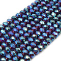 Chinese Crystal Beads | 10mm Faceted Metallic AB Rondelle Shaped Crystal Beads | Blue Purple White Gray Available