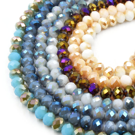 Chinese Crystal Faceted Bi-color AB Beads | 10mm Rondelle Shape | Available in Blue, Purple, White, Gray