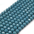 Chinese Crystal Beads | 10mm Faceted Opaque Rondelle Shaped Crystal Beads | Green Crystal Beads