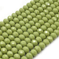 Chinese Crystal Beads | 10mm Faceted Opaque Rondelle Shaped Crystal Beads | Green Crystal Beads