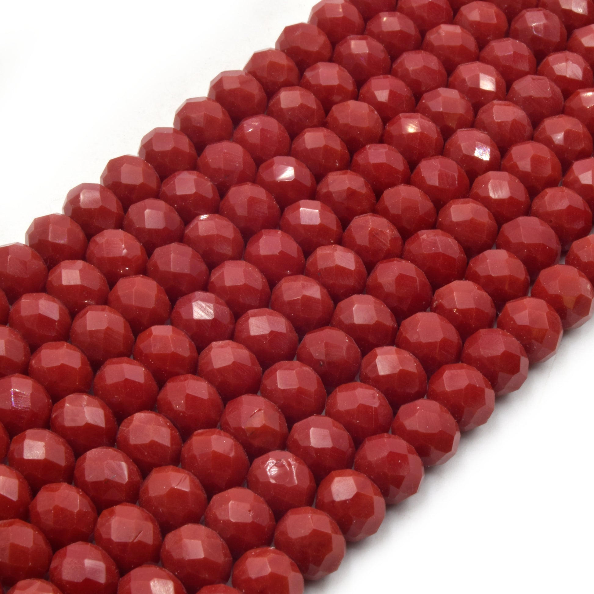 Chinese Crystal Beads | 8mm Faceted Opaque Rondelle Shaped Crystal Beads | Red Orange Gray Peach Pink Purple