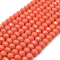 Chinese Crystal Beads | 8mm Faceted Opaque Rondelle Shaped Crystal Beads | Red Orange Gray Peach Pink Purple