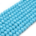 Chinese Crystal Beads | 8mm Faceted Opaque Rondelle Shaped Crystal Beads | Black White Blue Light Blue Teal