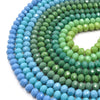 Chinese Crystal Beads | 8mm Faceted Opaque Rondelle Shaped Crystal Beads | Teals, Greens