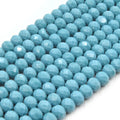 Chinese Crystal Beads | 8mm Faceted Opaque Rondelle Shaped Crystal Beads | Teals, Greens