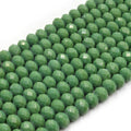 Chinese Crystal Beads | 8mm Faceted Opaque Rondelle Shaped Crystal Beads | Teals, Greens