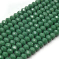 Chinese Crystal Beads | 8mm Faceted Opaque Rondelle Shaped Crystal Beads | Teals, Greens