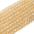 Chinese Crystal Beads | 8mm Faceted Transparent Rondelle Shaped Crystal Beads | Clear, Champagne, Tan, Yellow